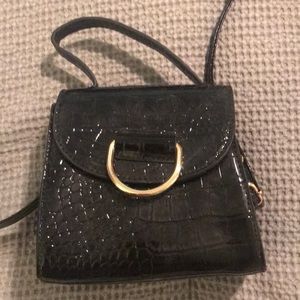 Faux black crocodile cross body purse
